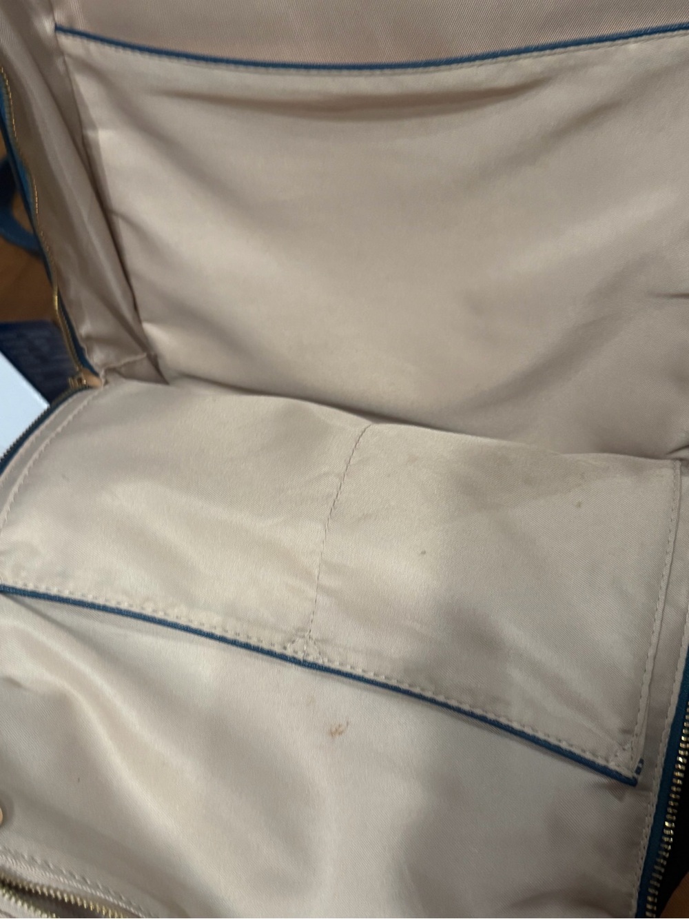 Calpak Teal-Blue Leather Top Handle Backpack with Whipstitch - Picture 3 of 3